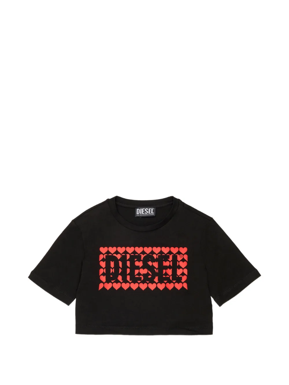 Diesel Kids T-shirt crop con stampa - Nero