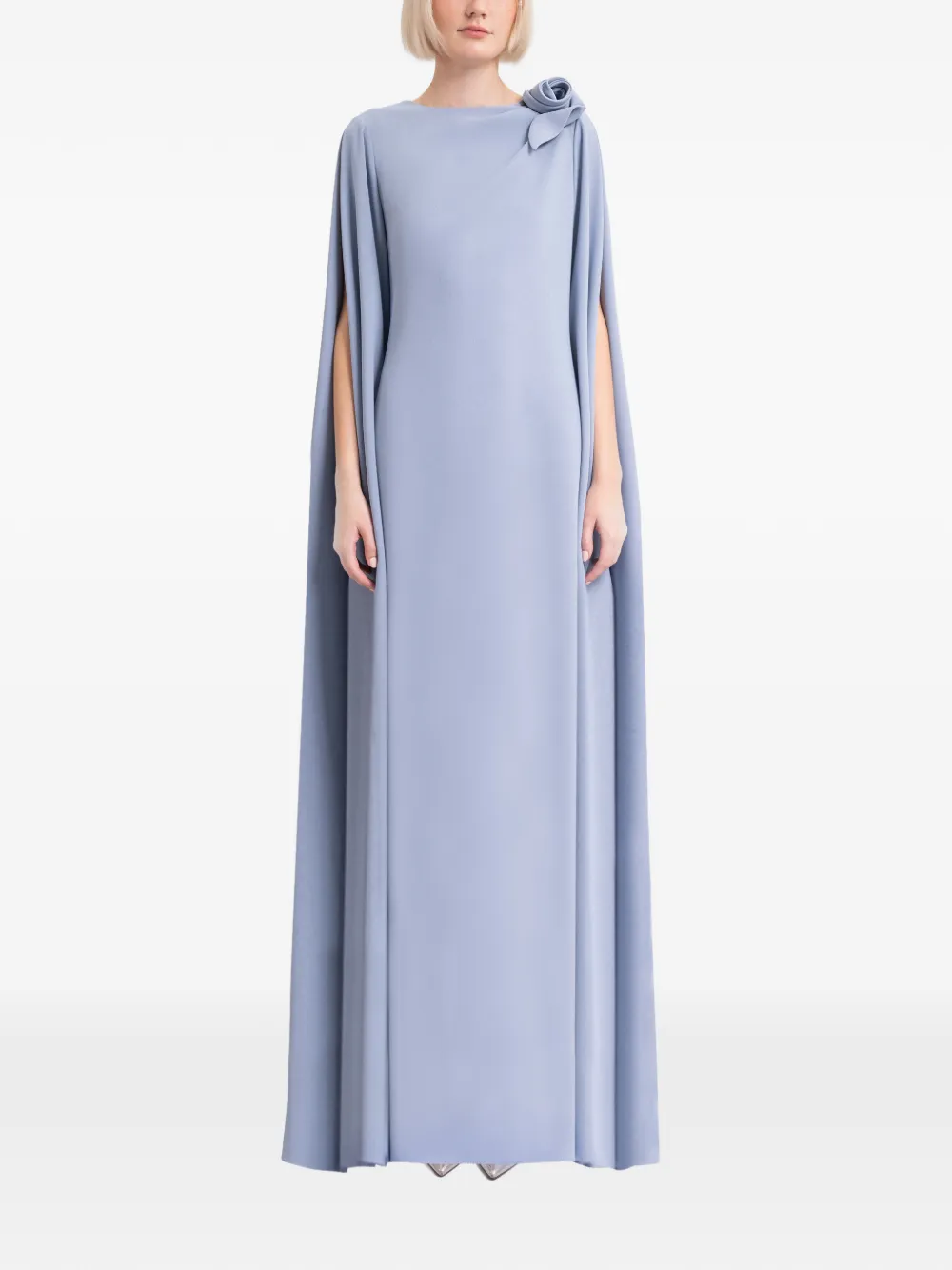 Gemy Maalouf Avondjurk met roosdetail - Blauw