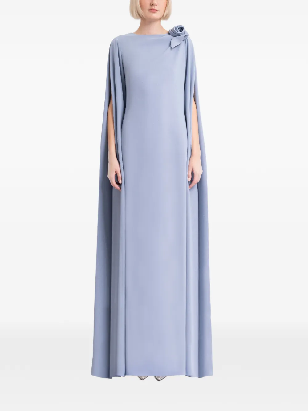 Gemy Maalouf Avondjurk met roosdetail Blauw