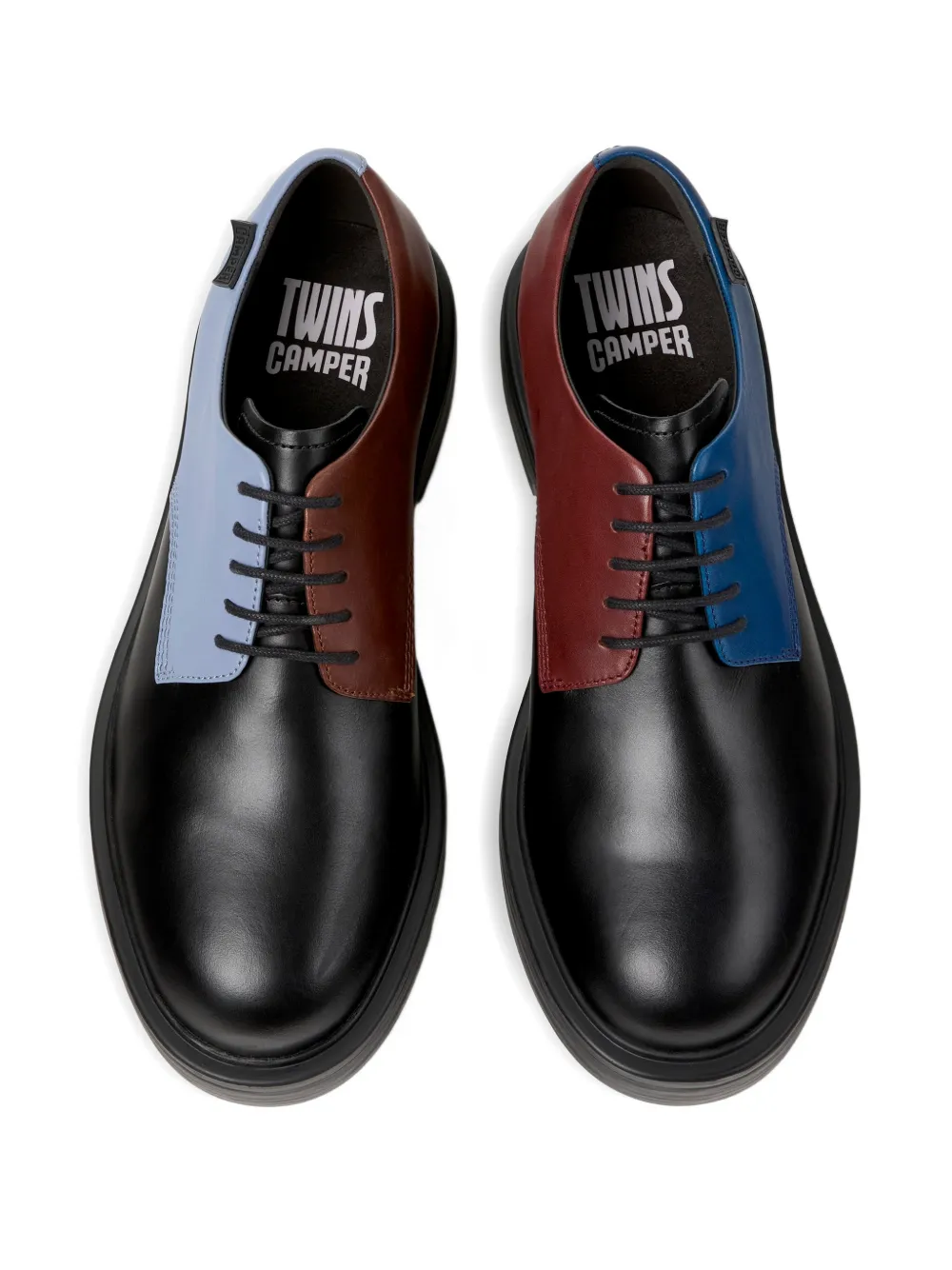 Camper Twins leren derby schoenen met colourblocking Zwart