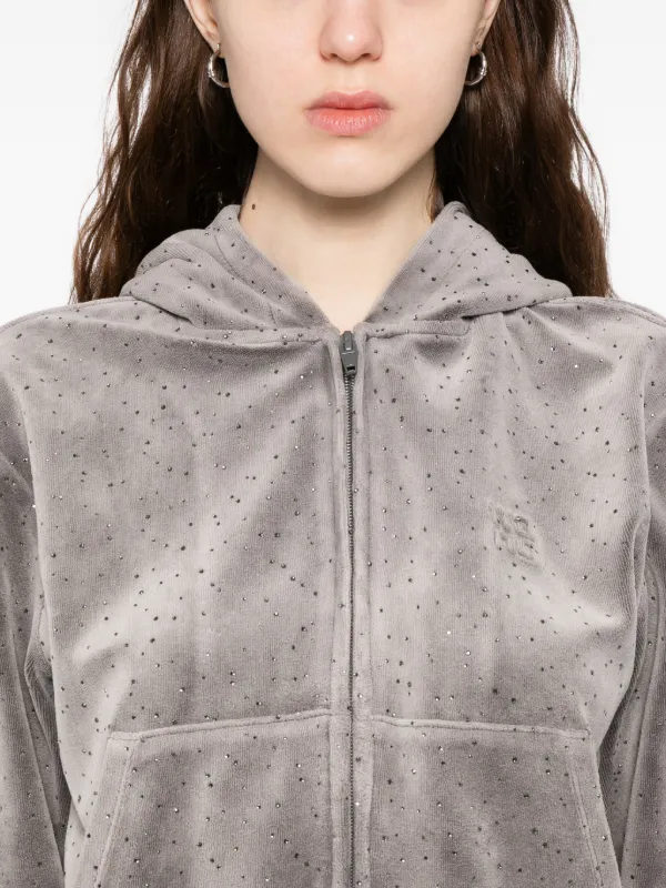 Alexander Wang crystal-embellished Zipped Hoodie | Grey | FARFETCH