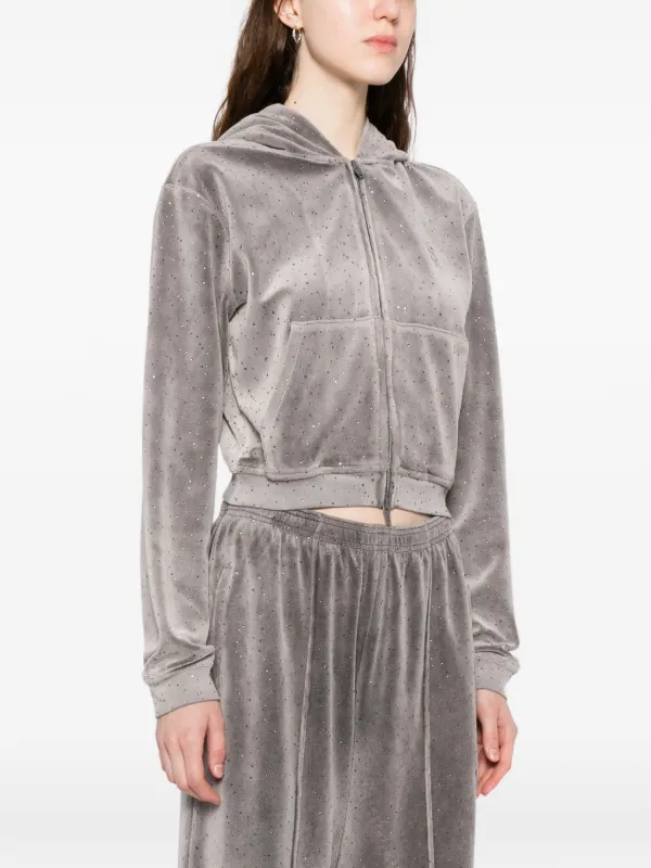 Alexander Wang crystal-embellished Zipped Hoodie | Grey | FARFETCH
