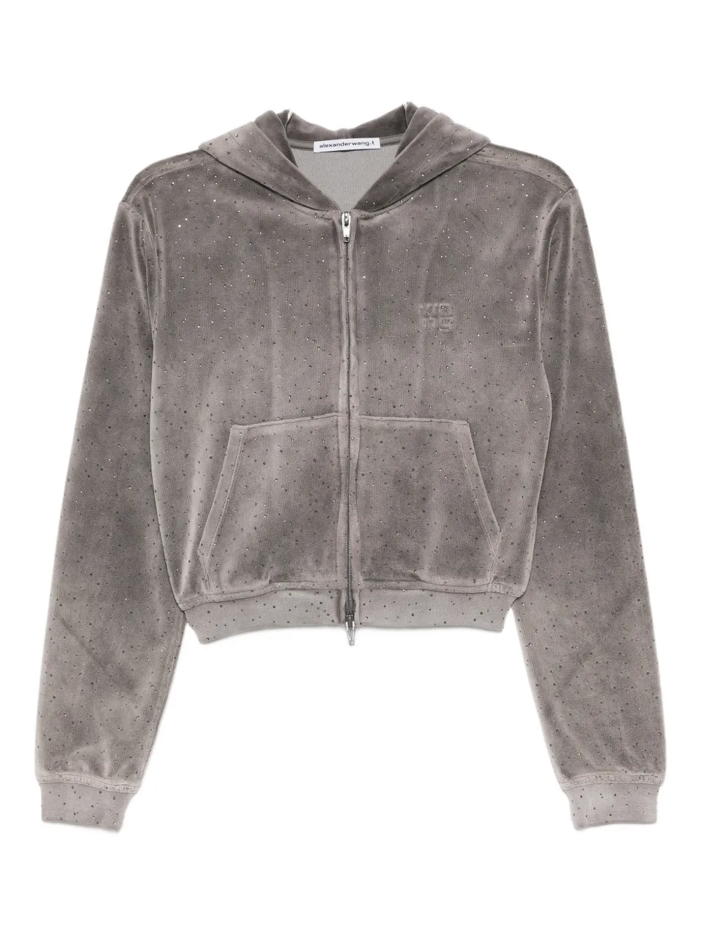 Alexander Wang crystal-embellished zipped hoodie - Grigio
