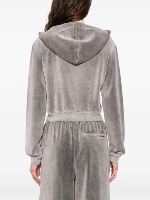 Alexander Wang crystal-embellished Zipped Hoodie | Grey | FARFETCH