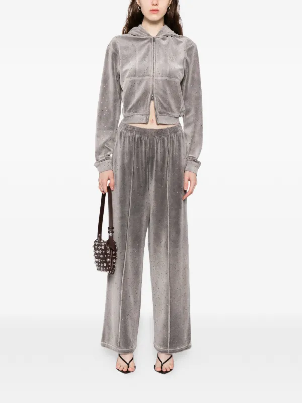 alexanderwang グレー セットアップ Alexander Wang crystal-embellished Zipped Hoodie | Grey | FARFETCH
