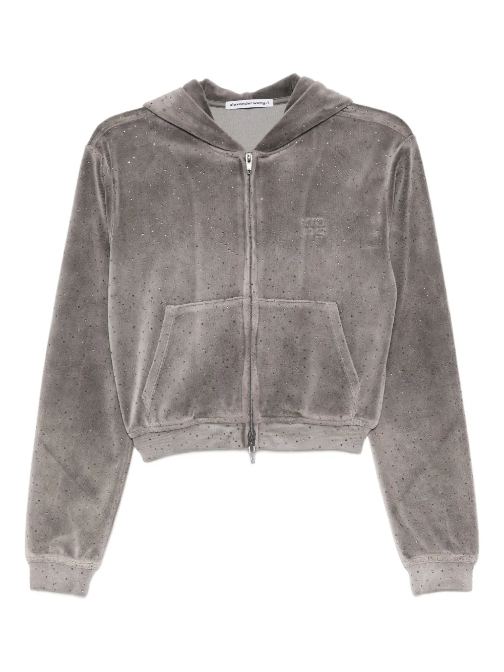 Alexander Wang crystal-embellished zipped hoodie - Grey