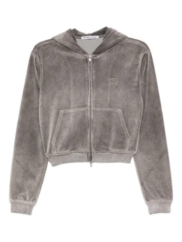 Alexander Wang crystal-embellished Zipped Hoodie | Grey | FARFETCH