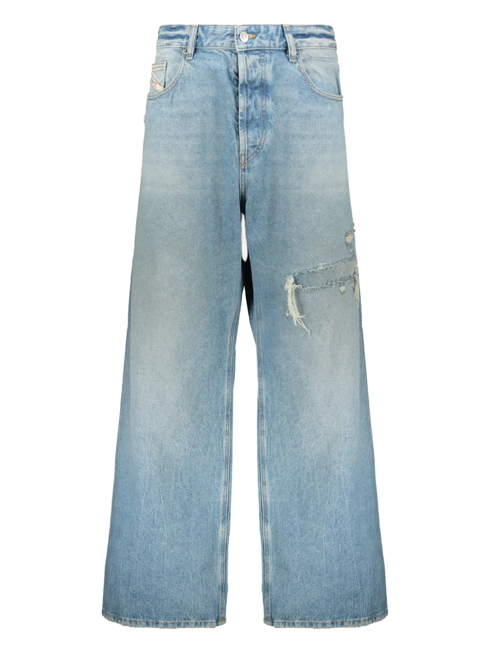 Diesel light ripped wide jeans - Blu