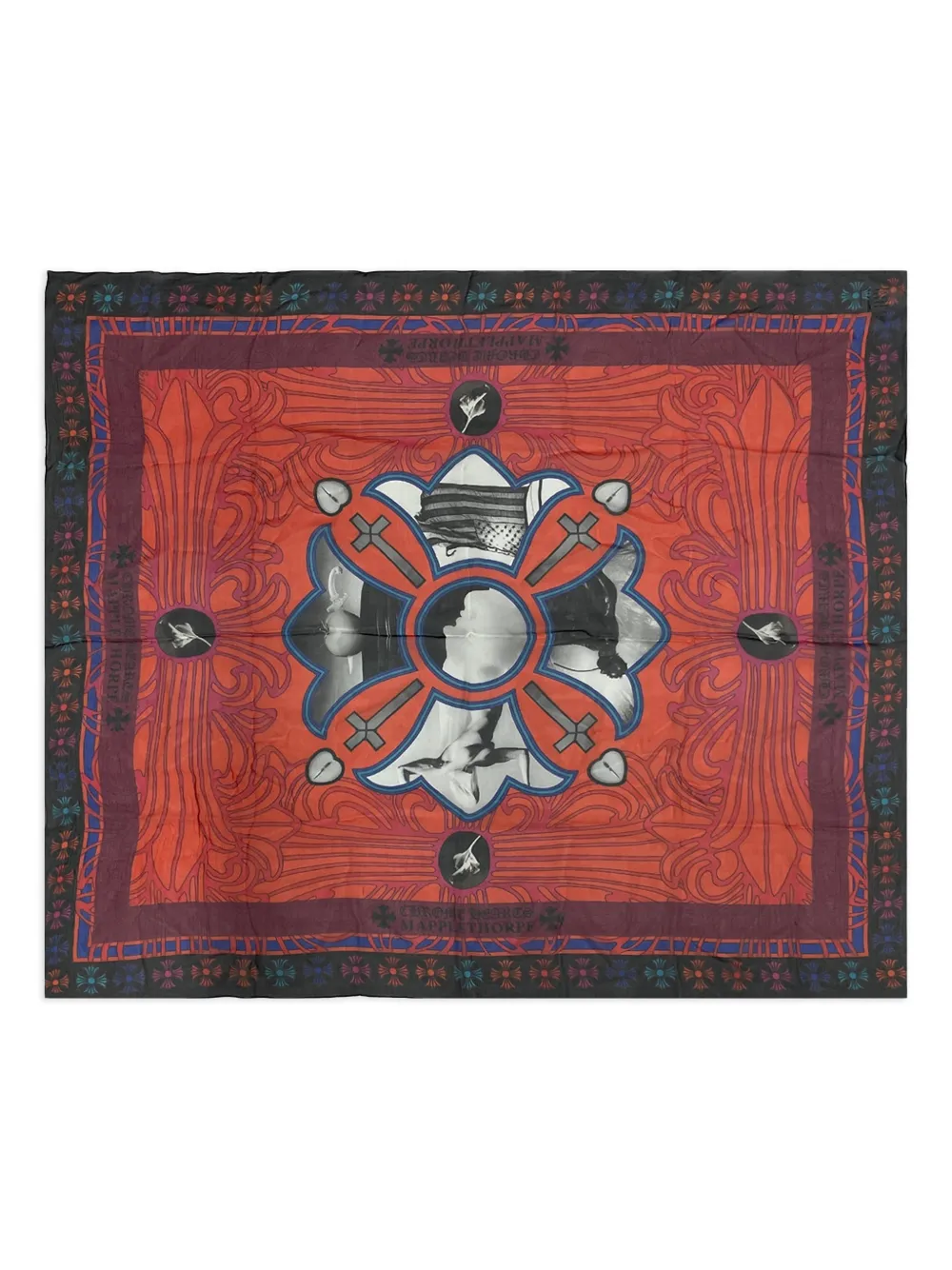 Chrome Hearts cross-motif silk scarf - Rosso