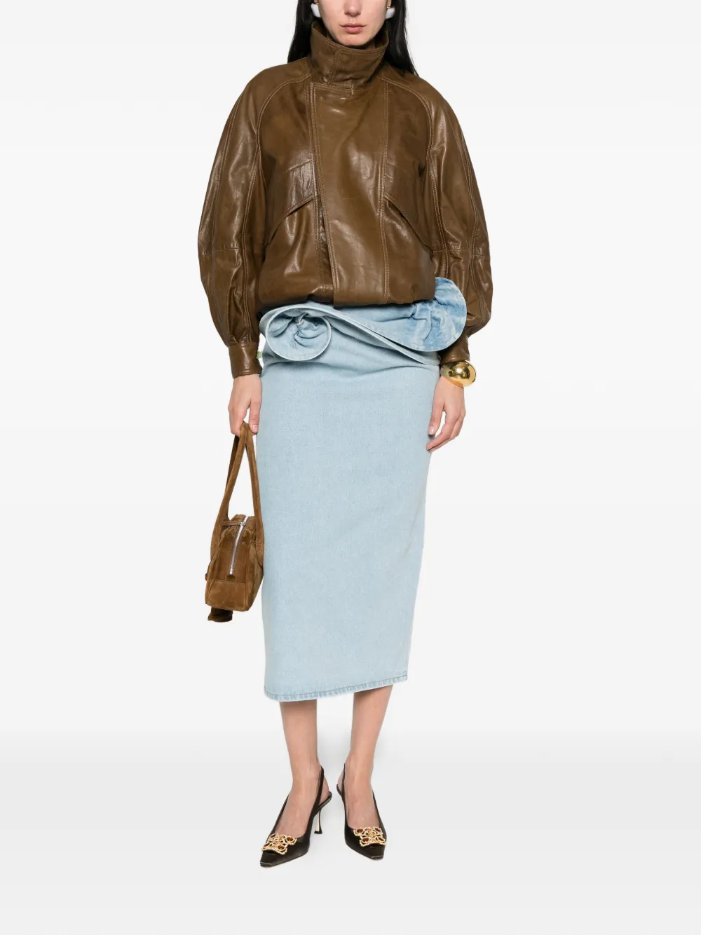  Magda Butrym Rose-detail Midi Skirt - Blue 