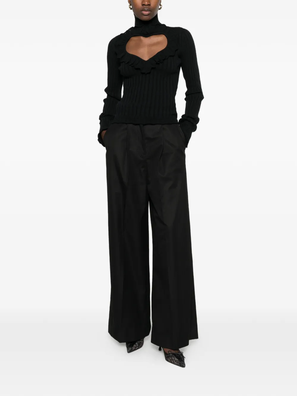 Balenciaga High waist broek met ceintuur Zwart