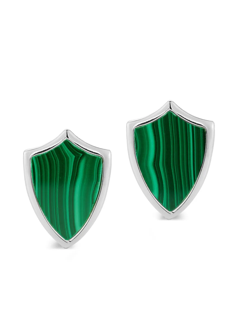 Mateo Malachite Shield Manschettenknöpfe - Silber