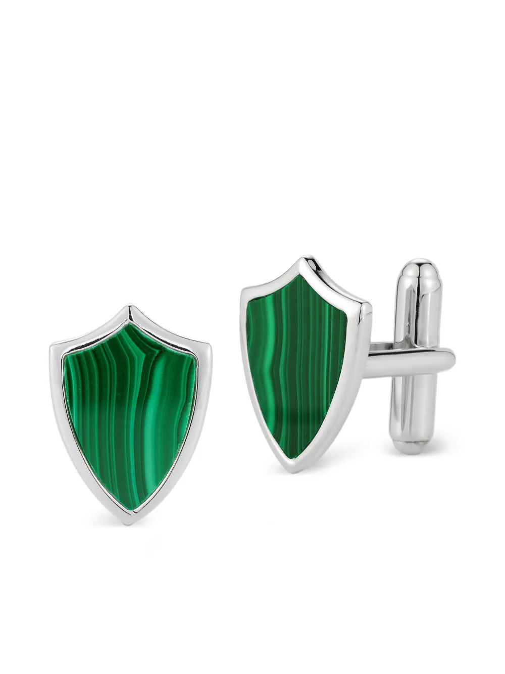 Mateo Malachite Shield manchetknopen - Zilver