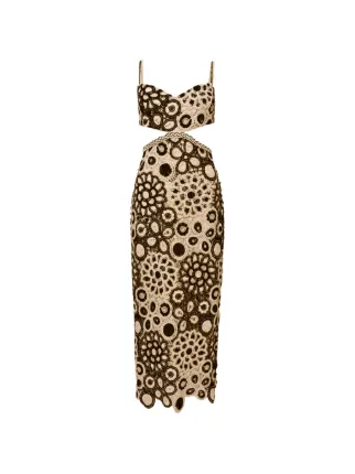 PatBO Coral Crochet cut-out Midi Dress | Neutrals