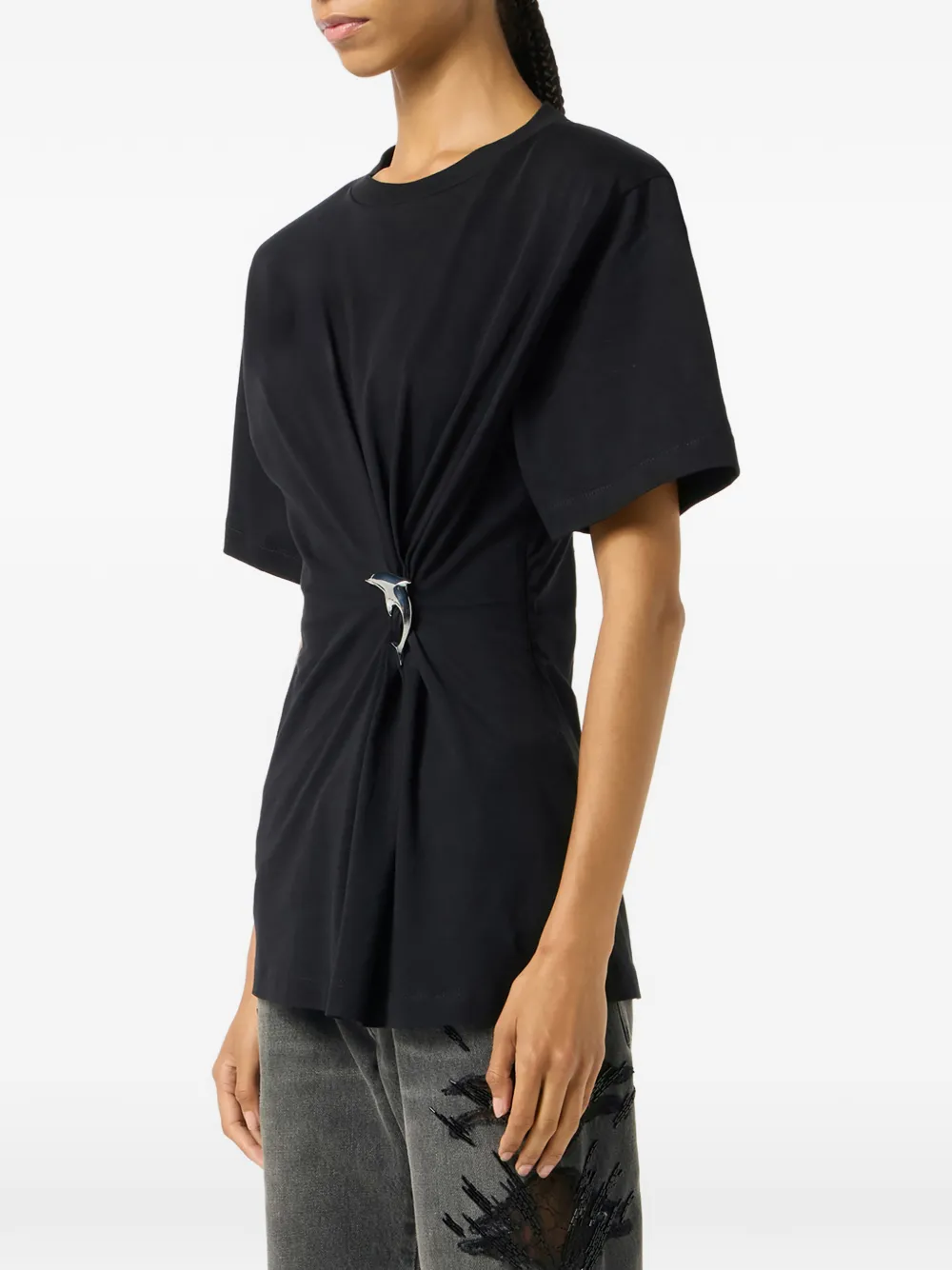 Blumarine T-shirt met dolfijndetail Zwart
