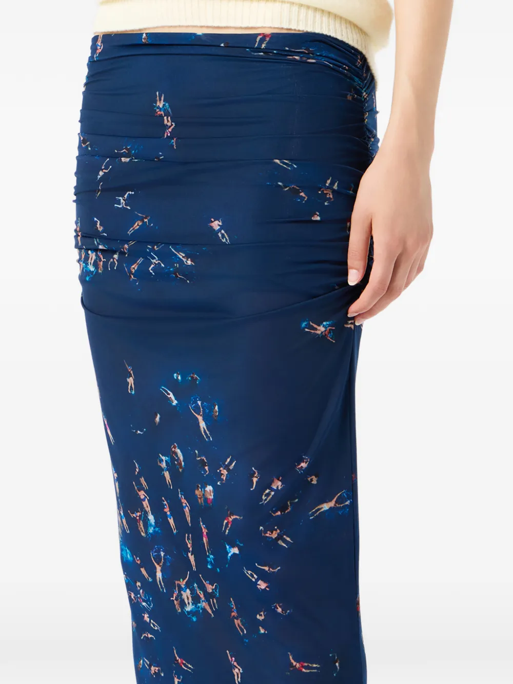 Blumarine Midi-rok met zwemprint Blauw
