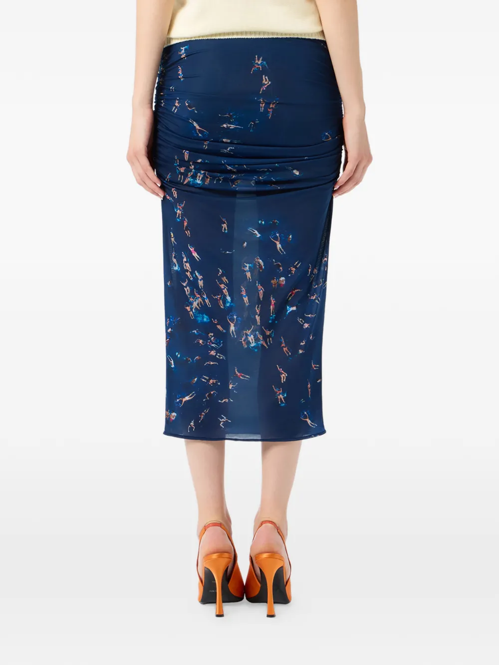 Blumarine Midi-rok met zwemprint Blauw