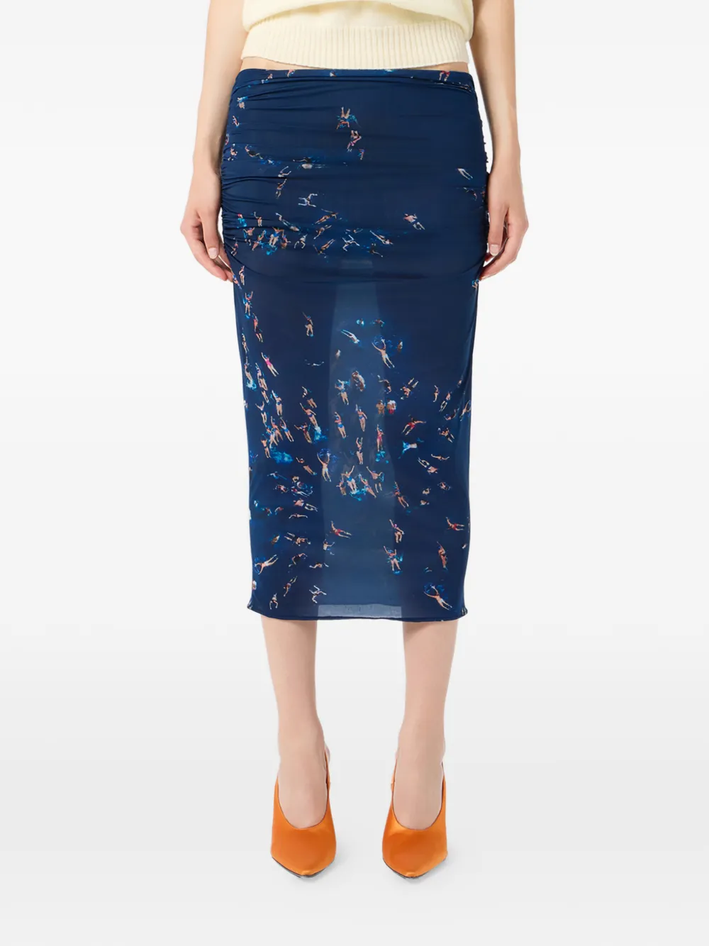  Blumarine Swimmers-print Midi Skirt - Blue 