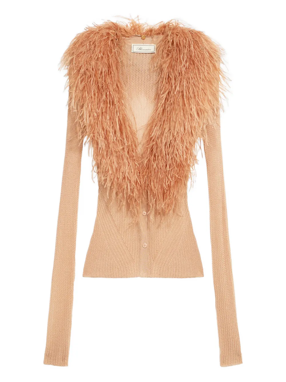 Blumarine feather-collar cardigan - Rosa