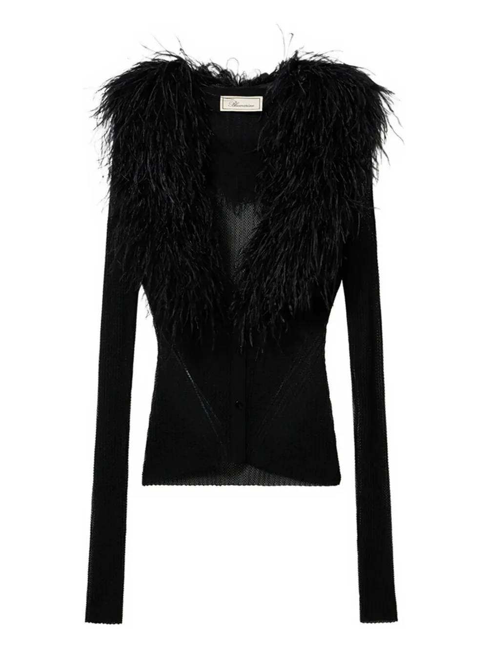 Blumarine feather-collar cardigan | Black | Image 1