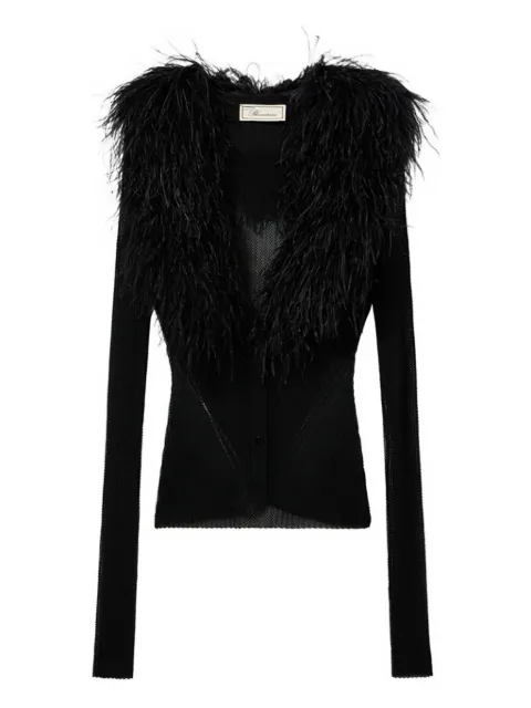 Blumarine feather-collar cardigan