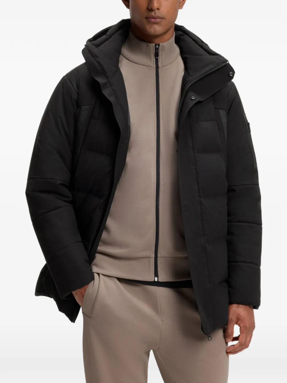 HUGO Block parka Zwart