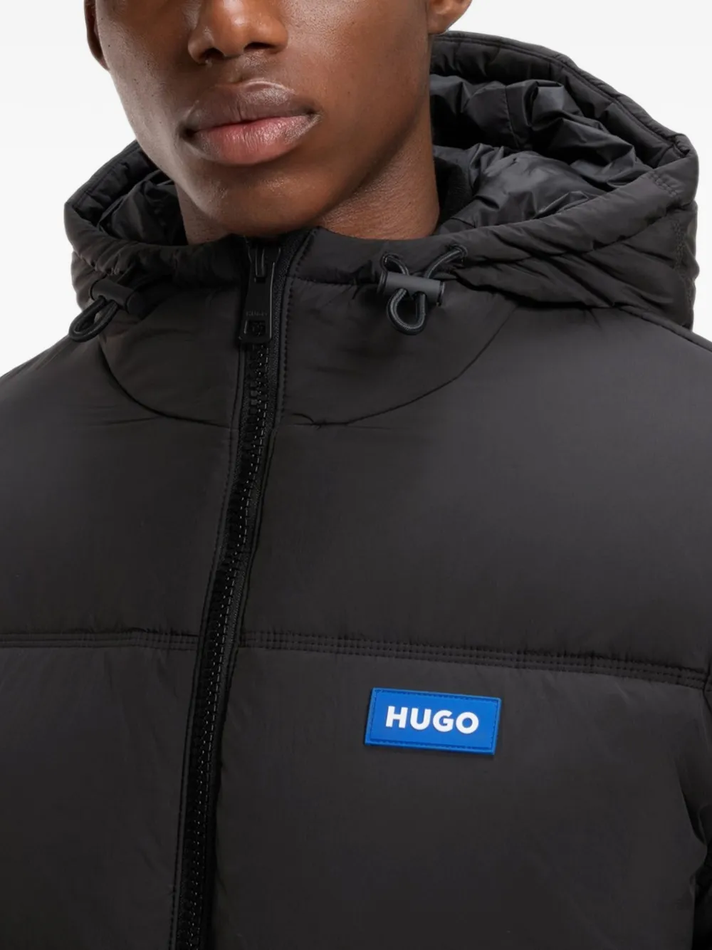 HUGO Gewatteerde jas met capuchon Zwart