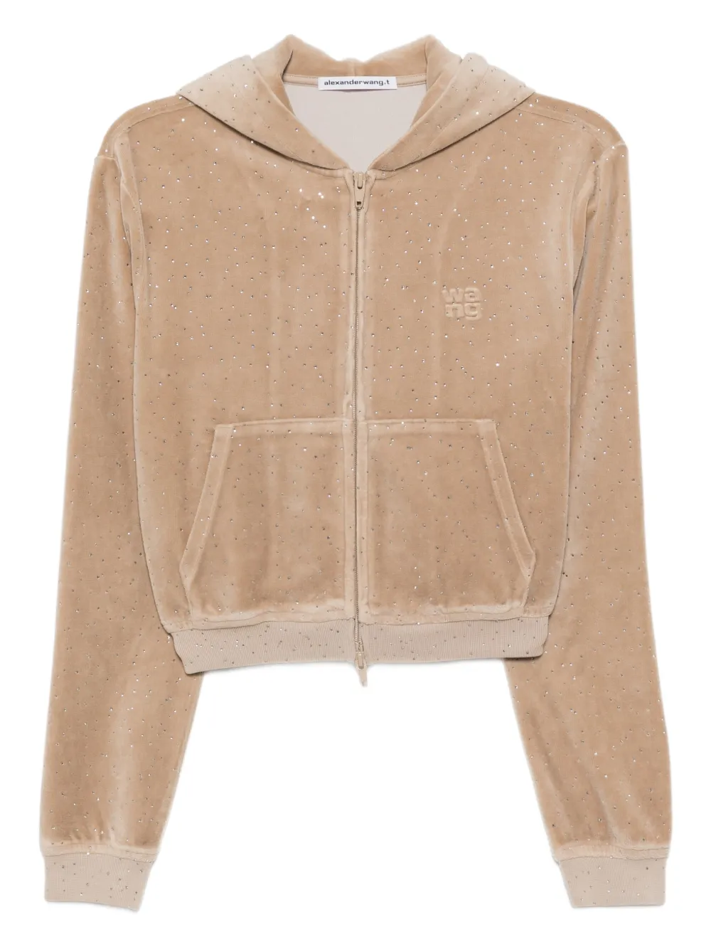 Alexander Wang crystal-embellished zipped hoodie - Neutrals