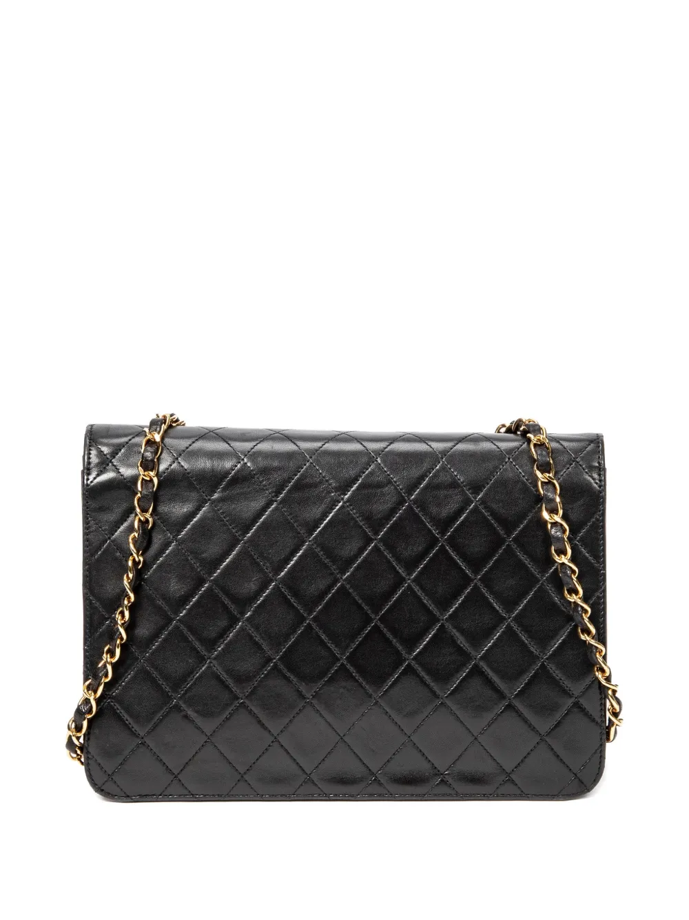 Pre-owned Chanel 1994-1996 Push Lock Straight Flap Quilted Crossbody Bag In Black