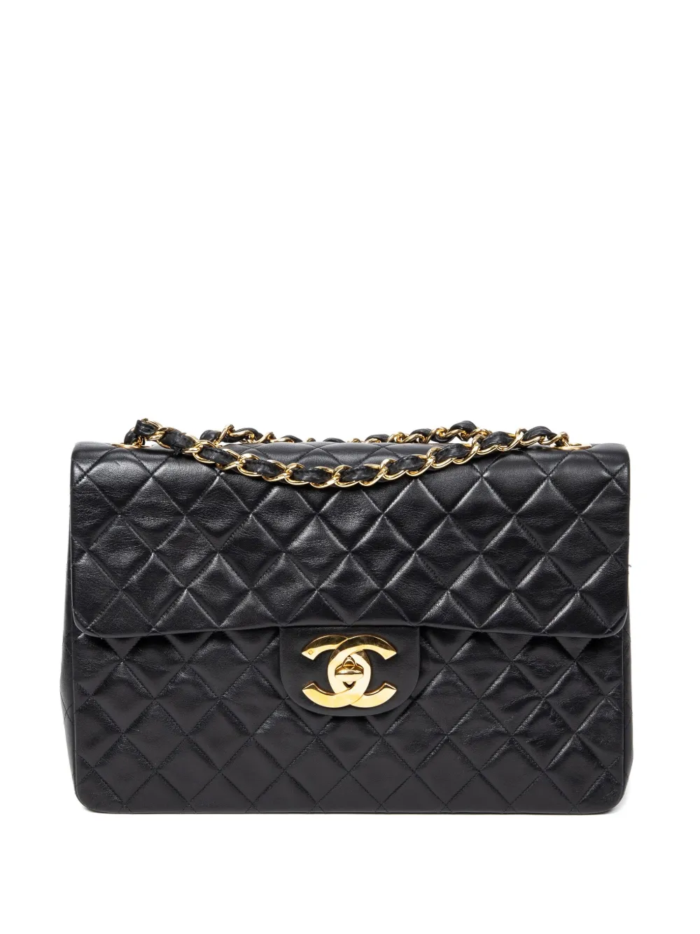 Pre-owned Chanel 1994-1996 Maxi Jumbo Xl Quilted Crossbody Bag In Black