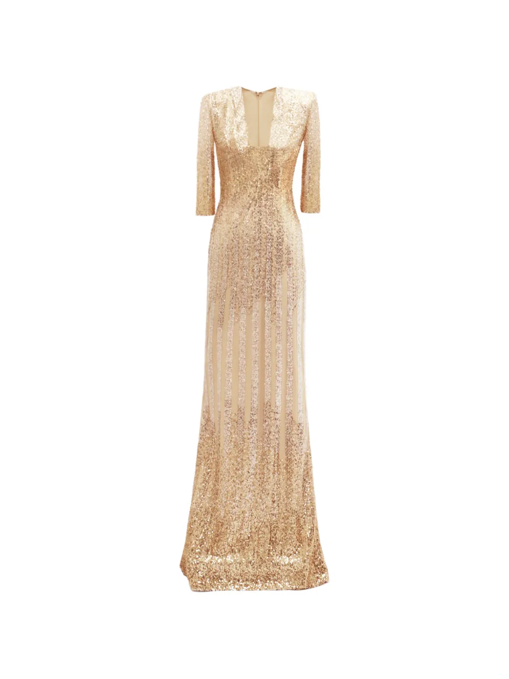 Gemy Maalouf Abito lungo con scollo a V - Oro