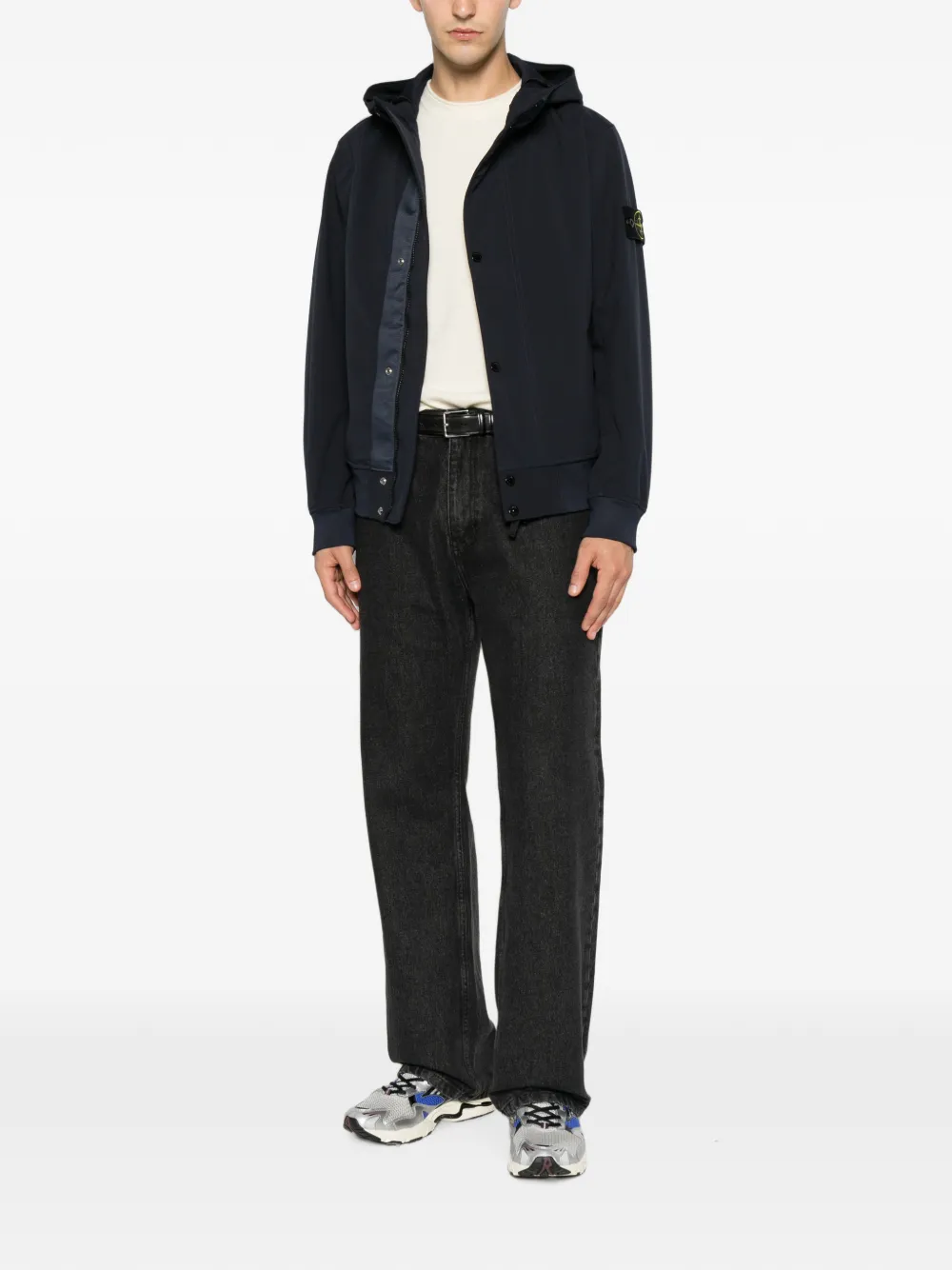 Stone Island Jack met capuchon en logopatch Blauw