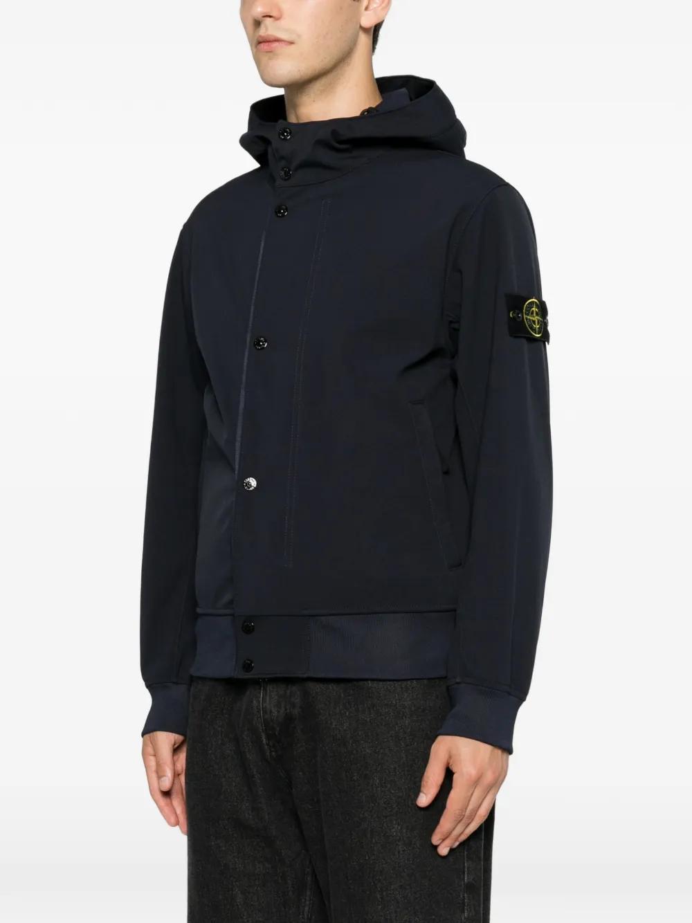 Stone Island Jack met capuchon en logopatch Blauw