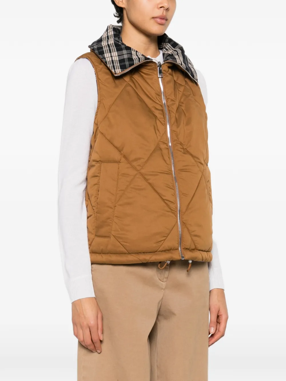  Varley Quilted Reversible Gilet - Brown 