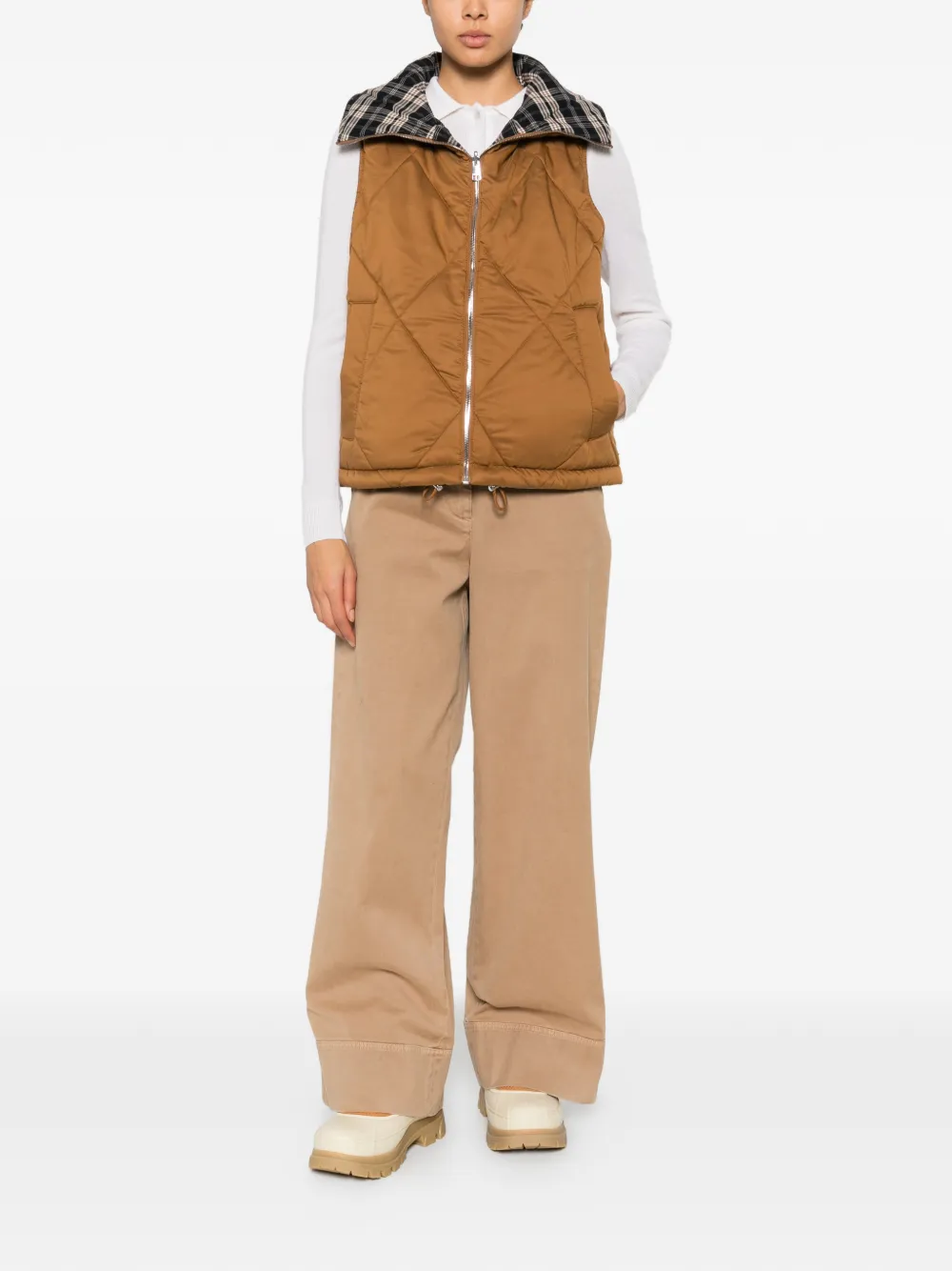  Varley Quilted Reversible Gilet - Brown 