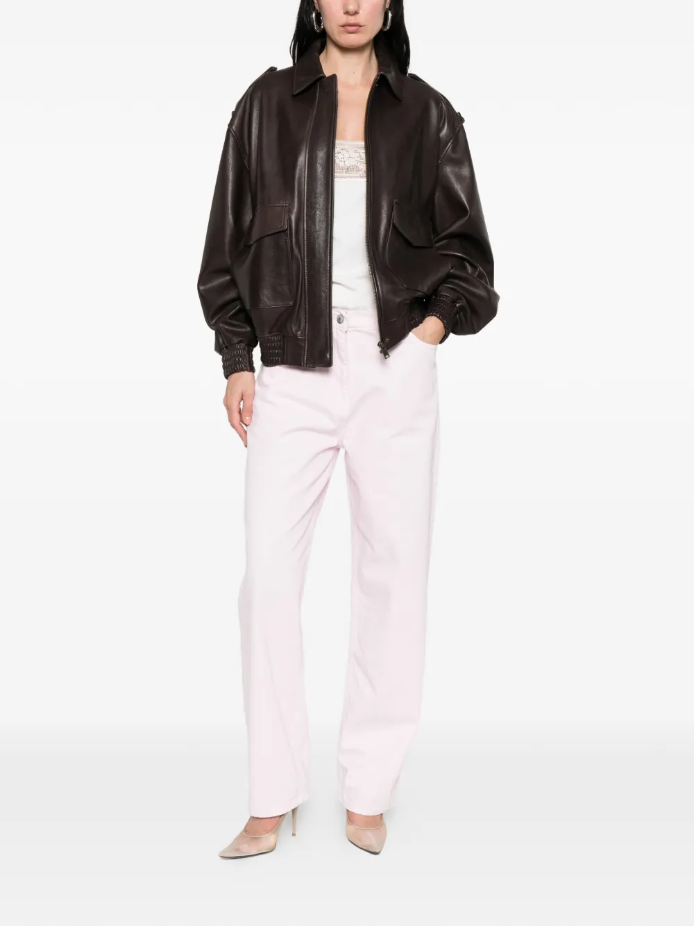  Magda Butrym Button Denim Trousers - Pink 