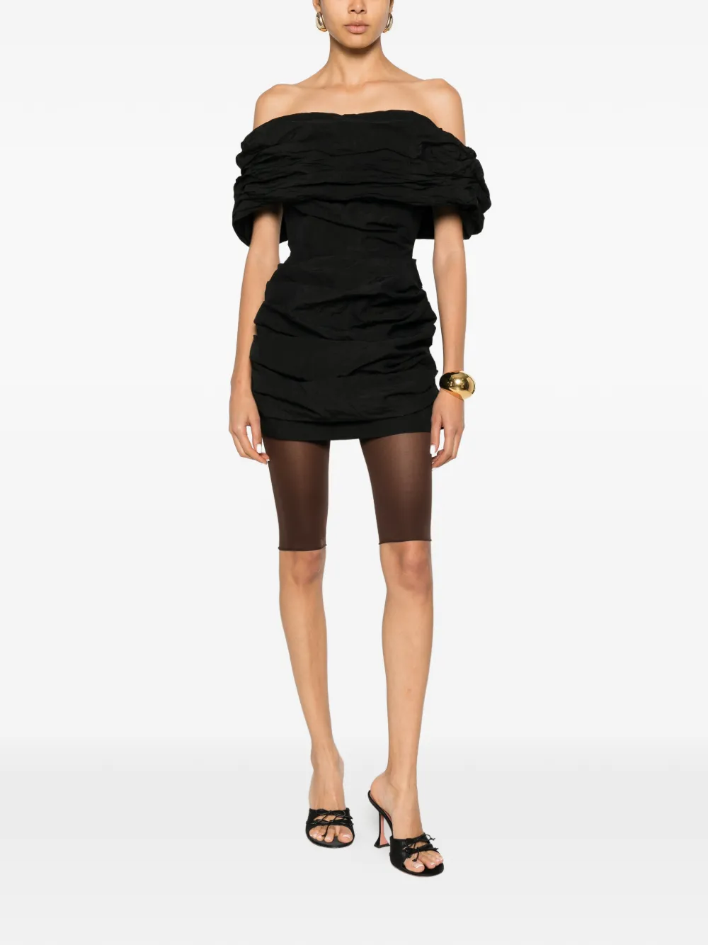 Magda Butrym Off-shoulder mini-jurk met ruches Zwart