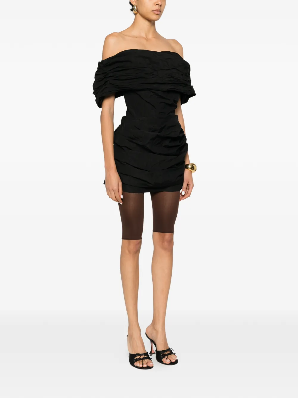 Magda Butrym Off-shoulder mini-jurk met ruches Zwart