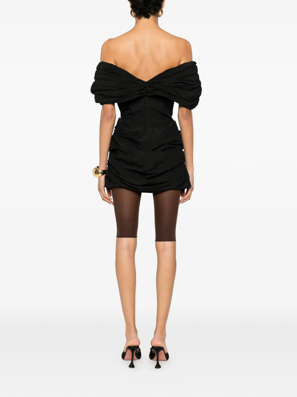 Magda Butrym Off-shoulder mini-jurk met ruches Zwart