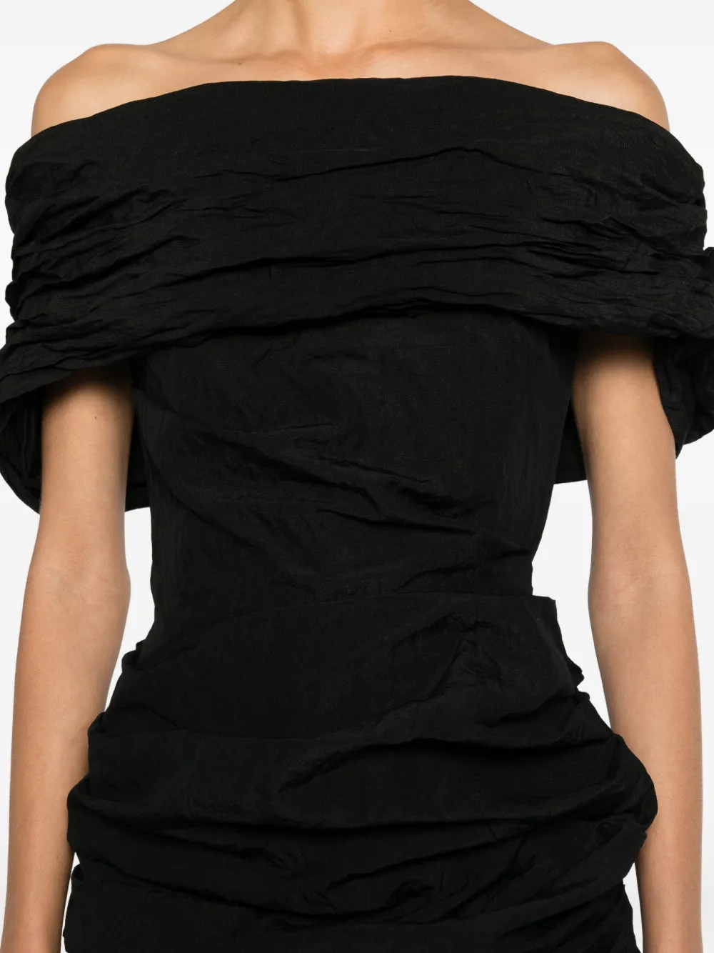 Magda Butrym Off-shoulder mini-jurk met ruches Zwart