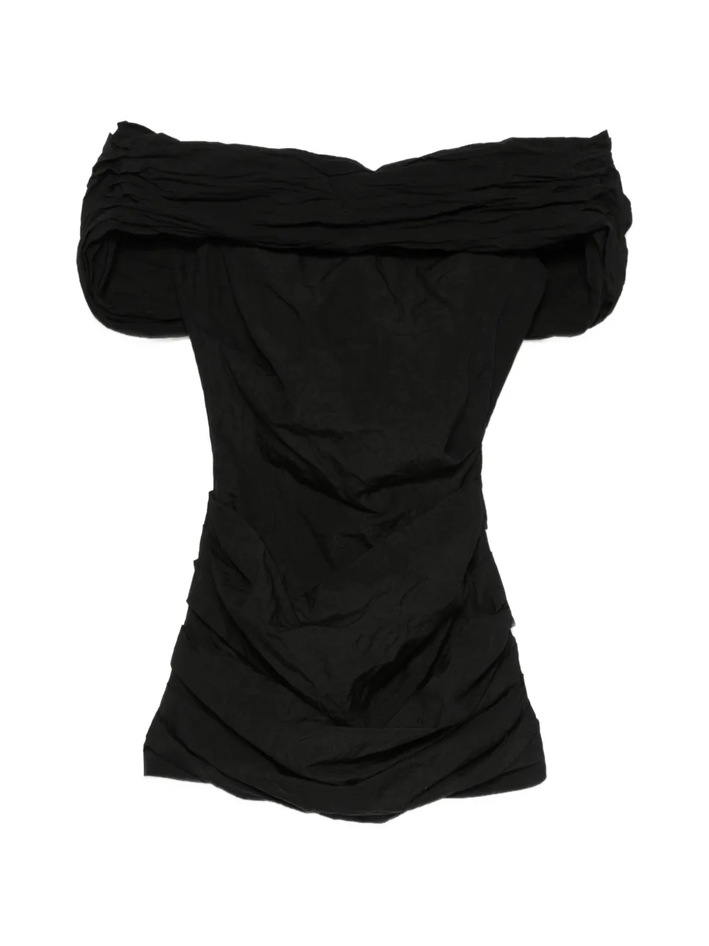Magda Butrym ruched off-the-shoulder mini dress - Nero
