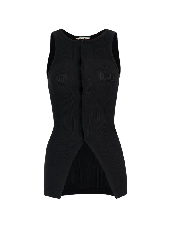 Auralee Button-up Tank Top in Black