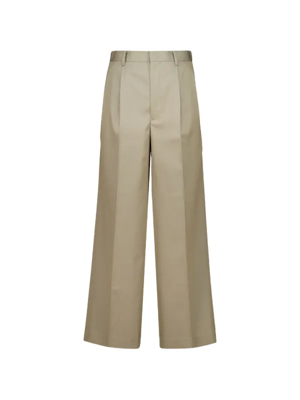 Auralee Pleated Wool Trousers in Neutrals