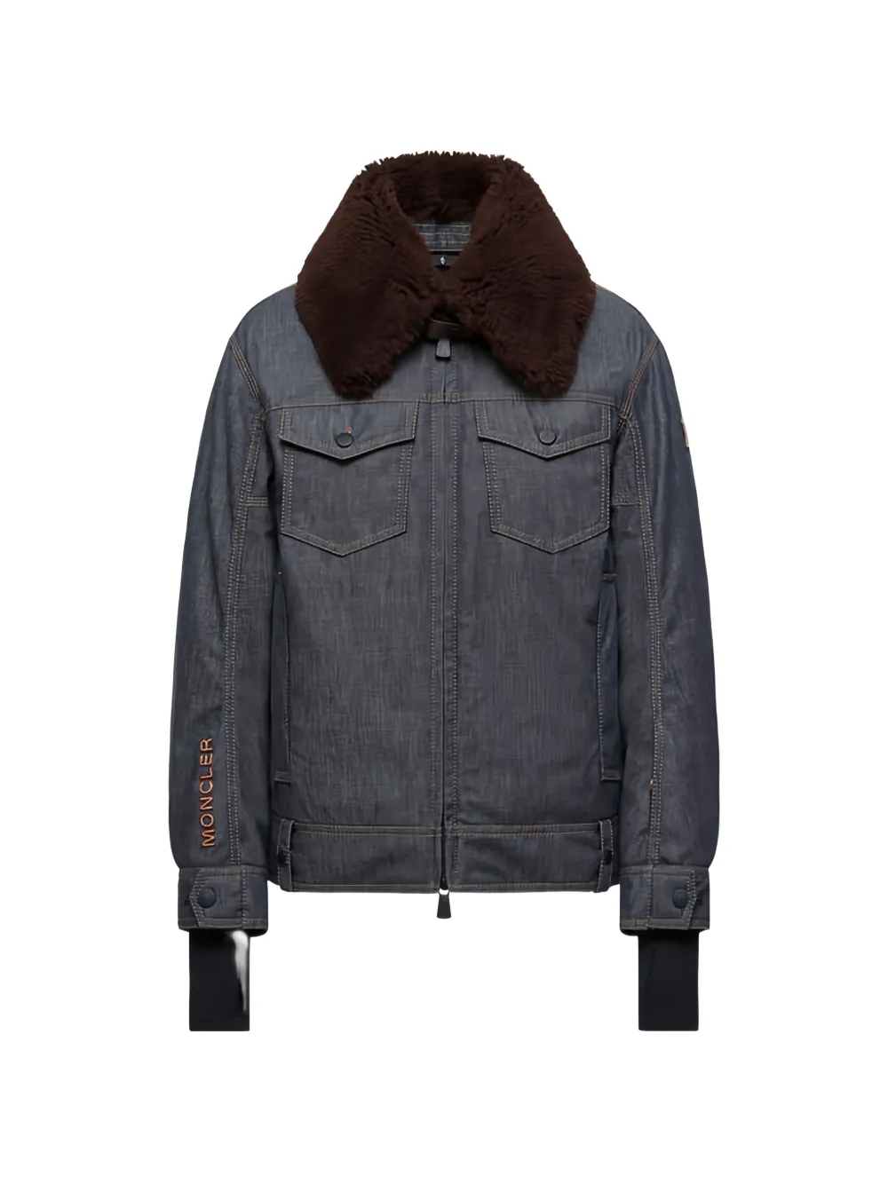 Moncler Grenoble Yunque jack met lammy kraag Blauw