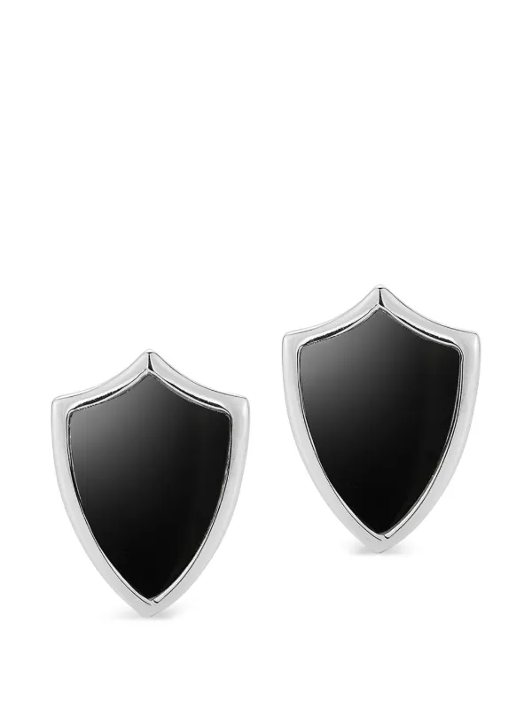 Mateo Shield Onyx Cufflinks in Silver