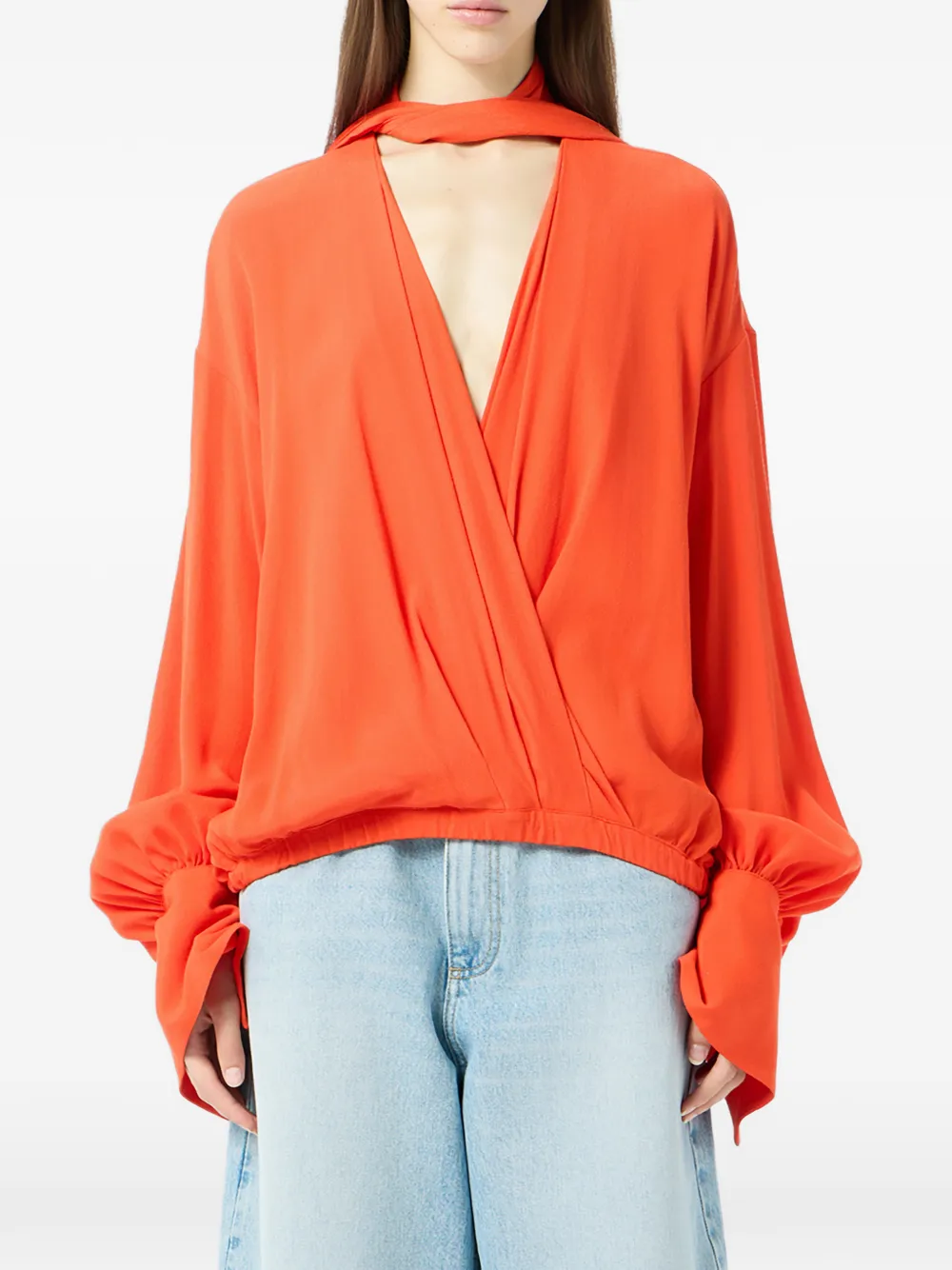Blumarine Blouse met sjaaldetail Oranje