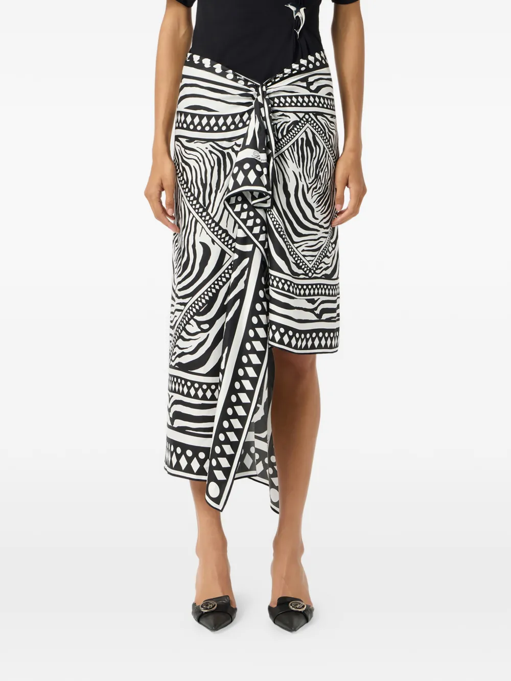 Blumarine Asymmetrische rok met print Wit