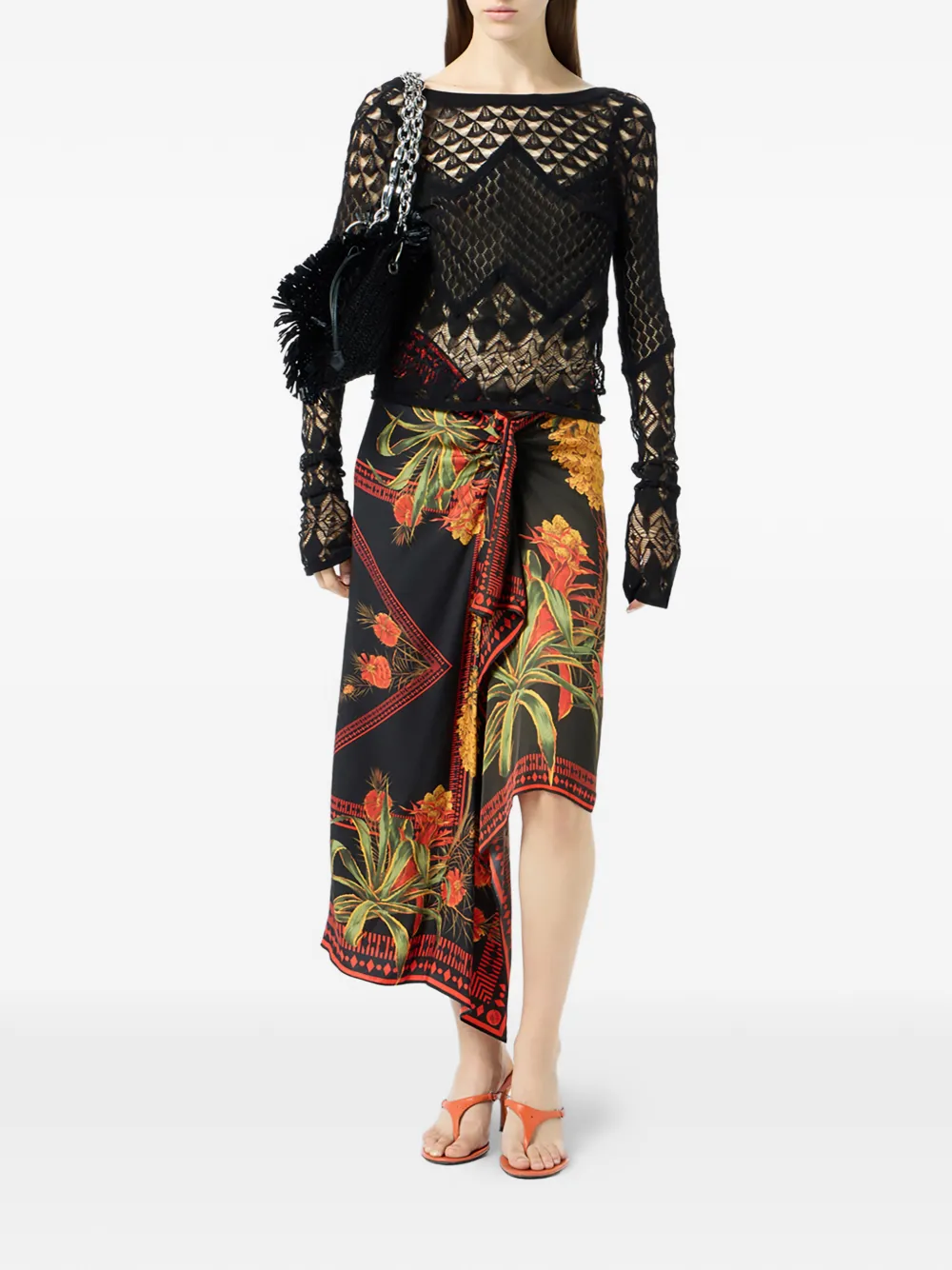 Blumarine Rok met foulard-print - Zwart