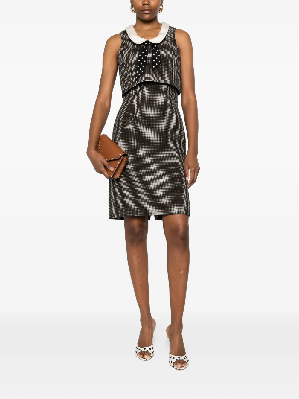  Valentino Garavani Patterned Collared Dress - Black 