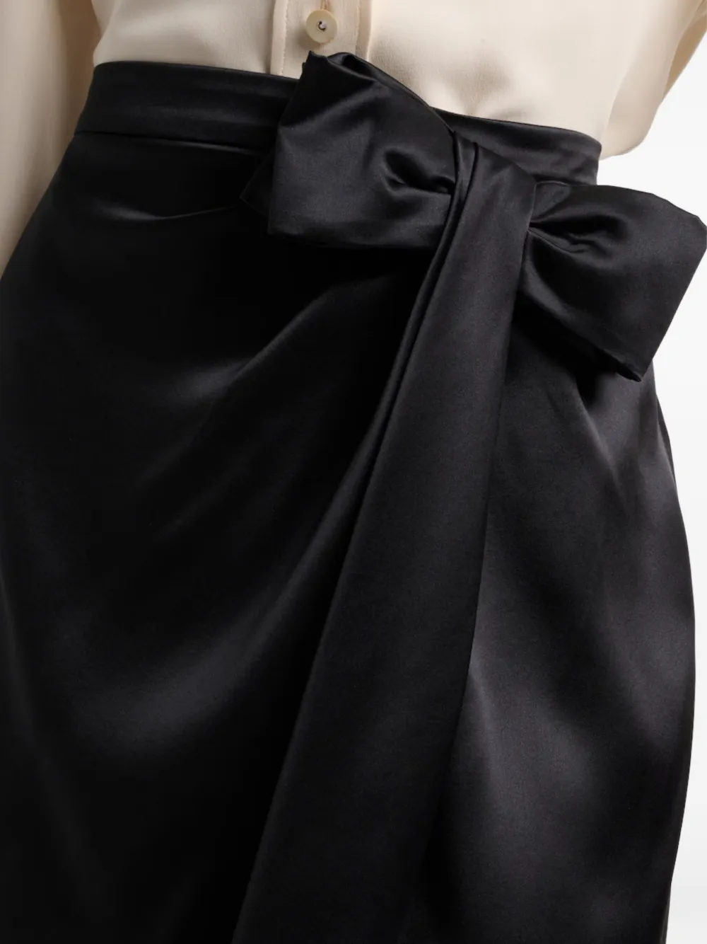 Valentino Garavani Gedrapeerde midi-rok met strik Zwart